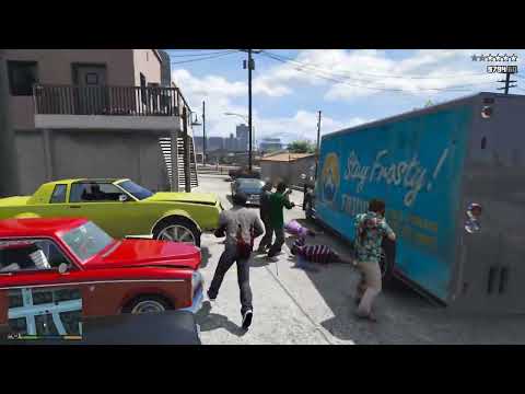GTA 5 - Franklin, Michael, Trevor & Lamar Ballas Shootout + Ten Star Escape