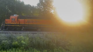 BNSF Locomotives 2648 & 2836 Pull 7 Car Train through St. Paul, MN