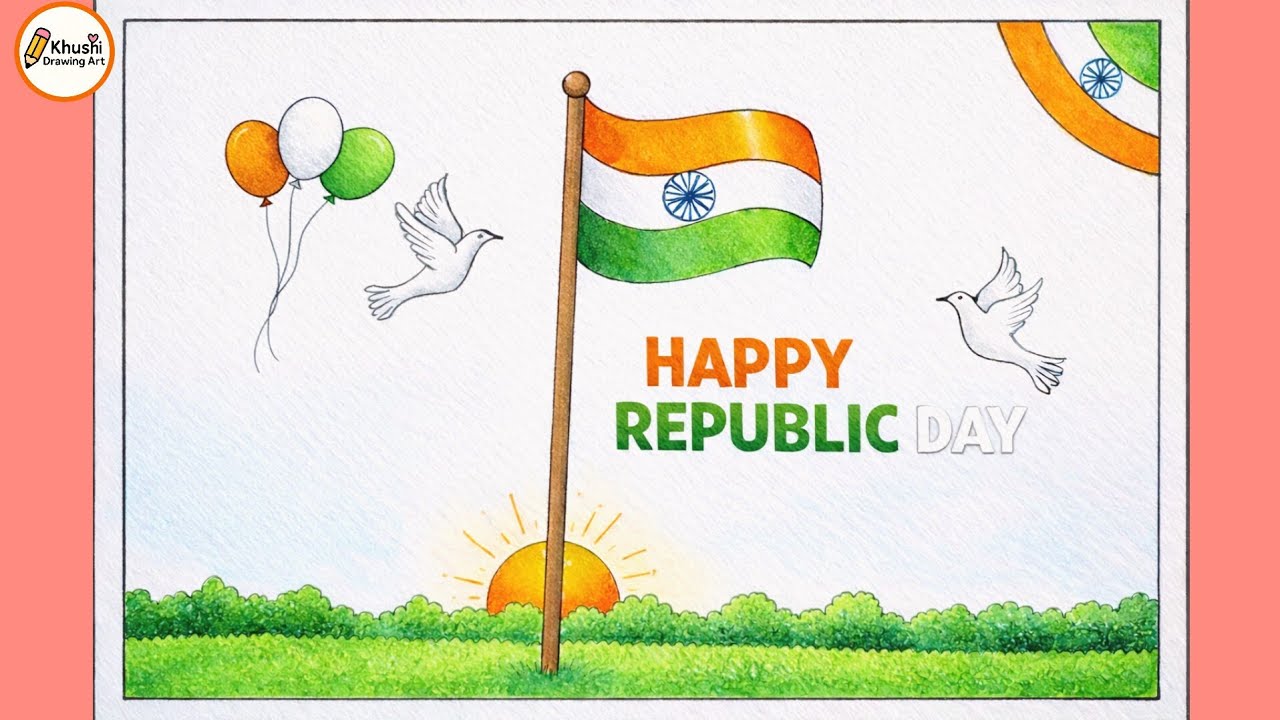 Happy Republic Day 2026 🇮🇳 | Republic Day Poster Drawing with Watercolor | 26 January Drawing Easy