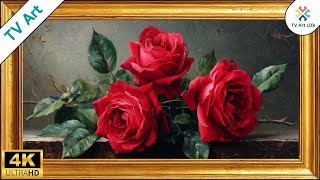 Vintage Red Roses TV Art | Romantic Oil Painting Screensaver for Frame TV | 10 Hours screenshot 4