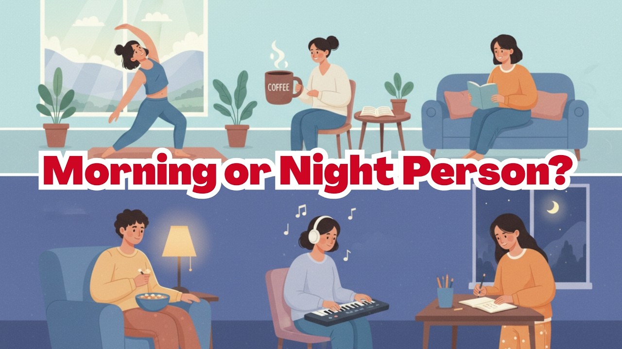 Morning or Night Person? | Easy English Conversation for Beginners