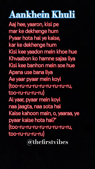 Aankhein khuli ho ya ho band #mohabbatein #thefirstvibes #lyrics