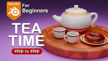 Blender Tutorial: Teapot, Teacups & Donut Scene on Wood Tray (Beginner Guide) #blender #tutorial