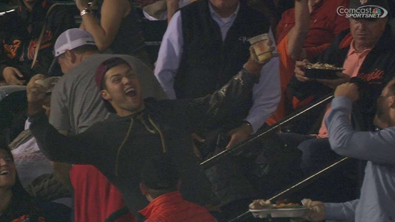 Fan spills beer, comes away with foul ball YouTube