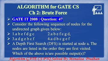 GATE IT 2008 | Q: 47 Consider the following sequence of nodes for the undirected graph given below: