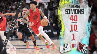 Anfernee Simons Highlights (40 PTS) | Trail Blazers vs. Spurs | Jan. 26