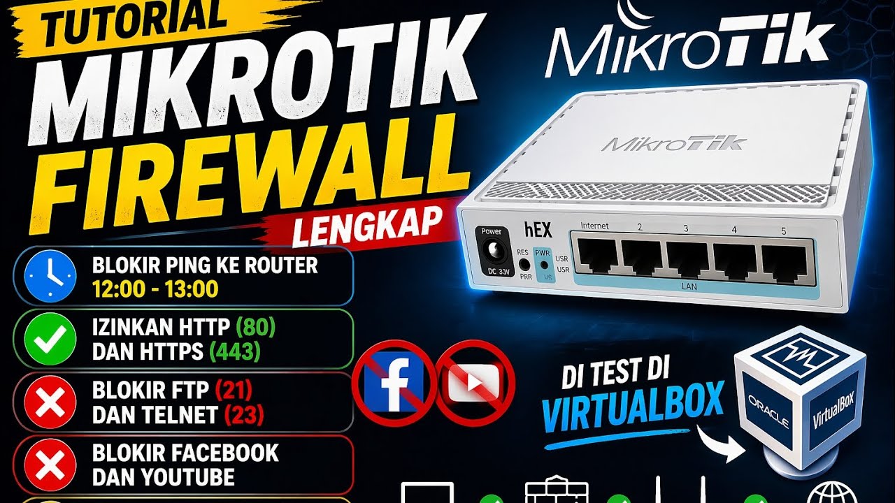 Tutorial MikroTik Firewall Lengkap | UTS Jarkom 2 (Block Ping, HTTP ...