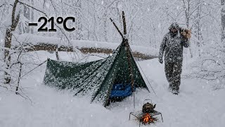 48 Hours Alone In A Blizzard 21c  Tarp Shelter Survival