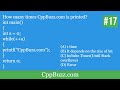 Question.17 C MCQs |  How many times CppBuzz.com is printed? | While loop with ++ operator