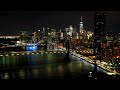 New York City Skyline at Night NYC Screensaver Live - NYC Drone Video HD