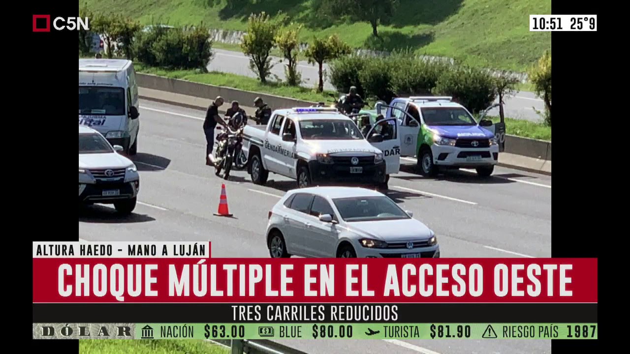 Choque múltiple en el Acceso Oeste YouTube