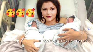 Rubina Dilaik Discharged From Hospital and her Cute First Twin Baby Girl with Rubina Mother Abhinav