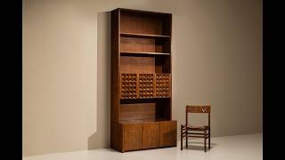 Large Giuseppe Rivadossi Bookcase in Carved Slavonian Oak, Italy 1970s