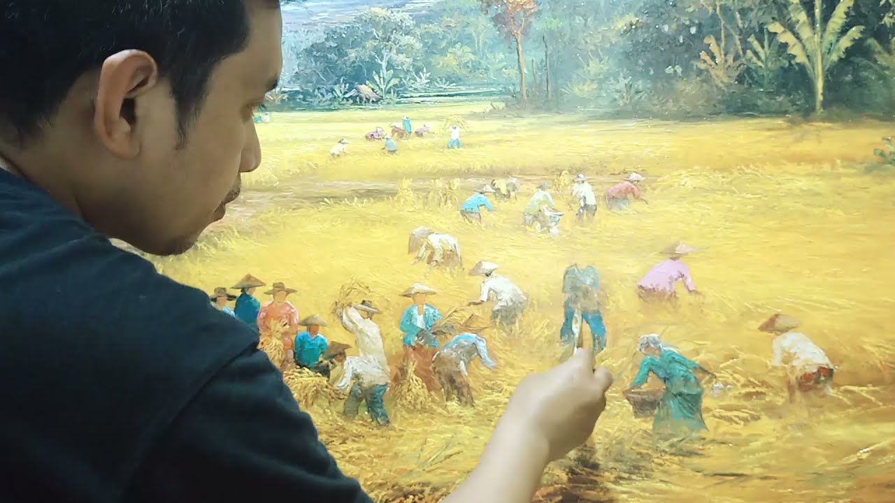 oil painting timelapse | harvesting in the morning