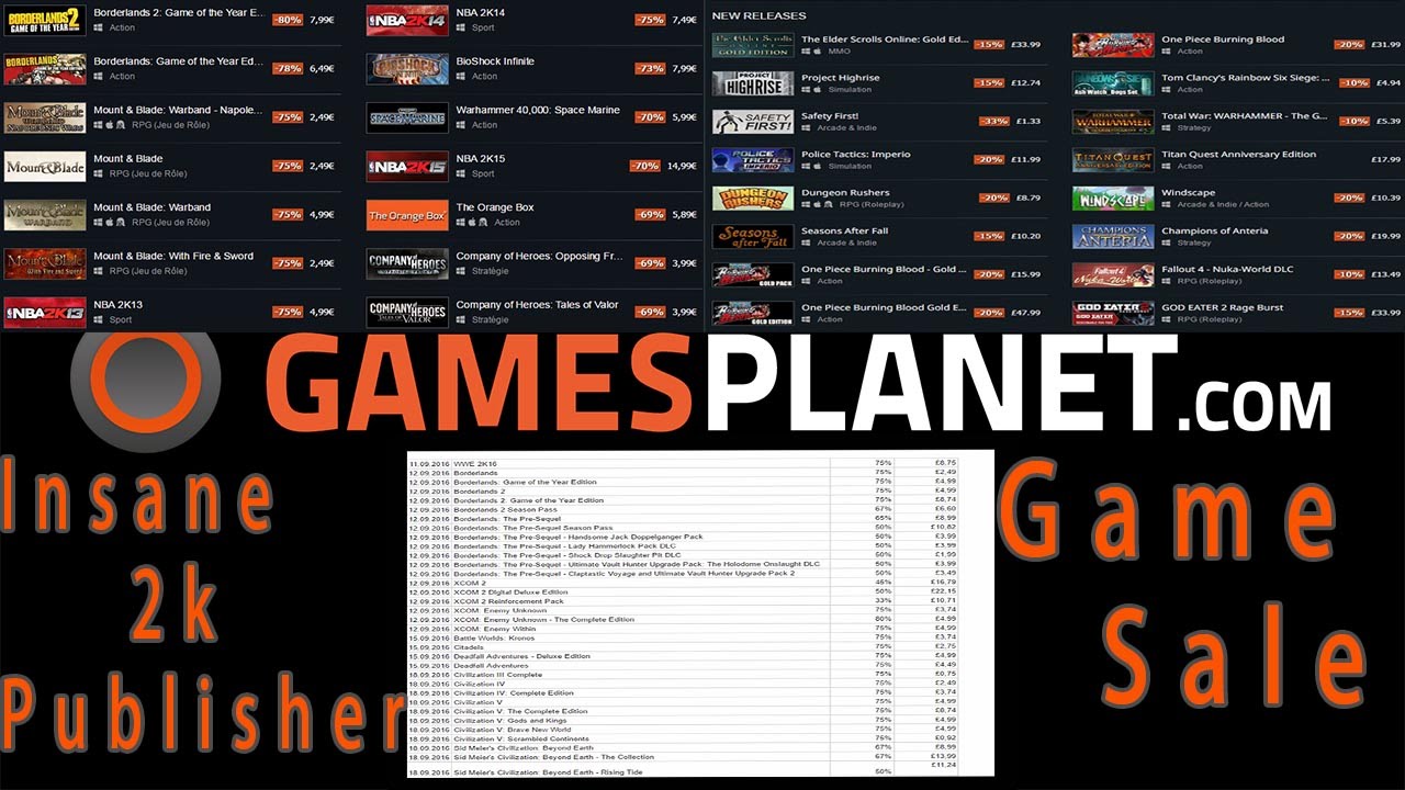 2K PUBLISHER GAME SALE AND GIVEAWAY | GAMESPLANET.COM GAME SALE