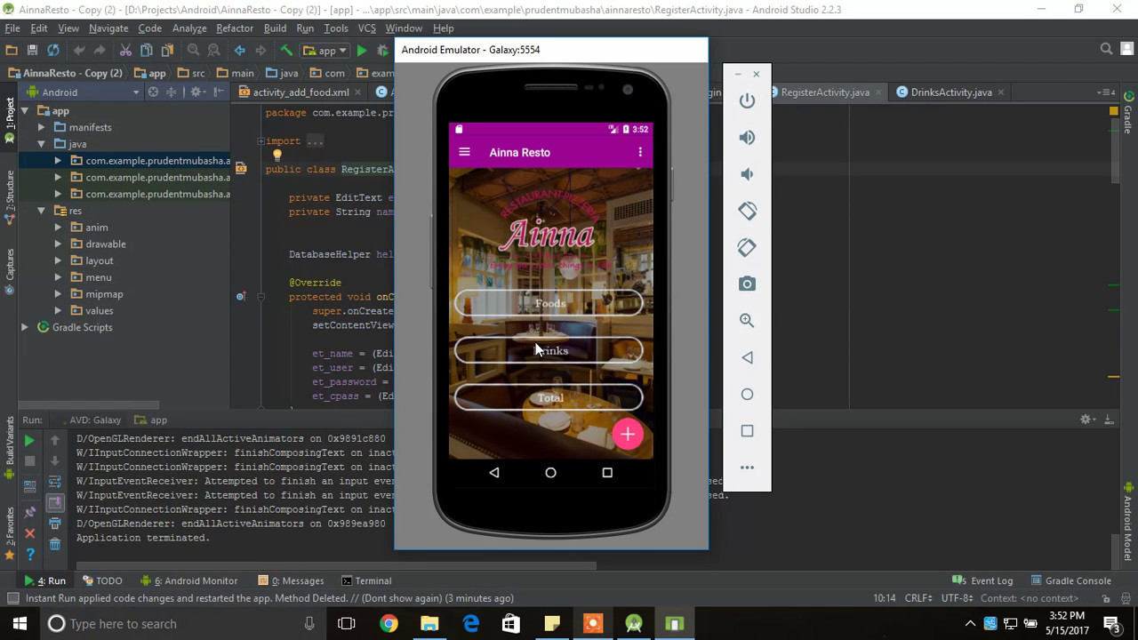 Android Studio : Restaurant Management (Ainna Resto) - YouTube