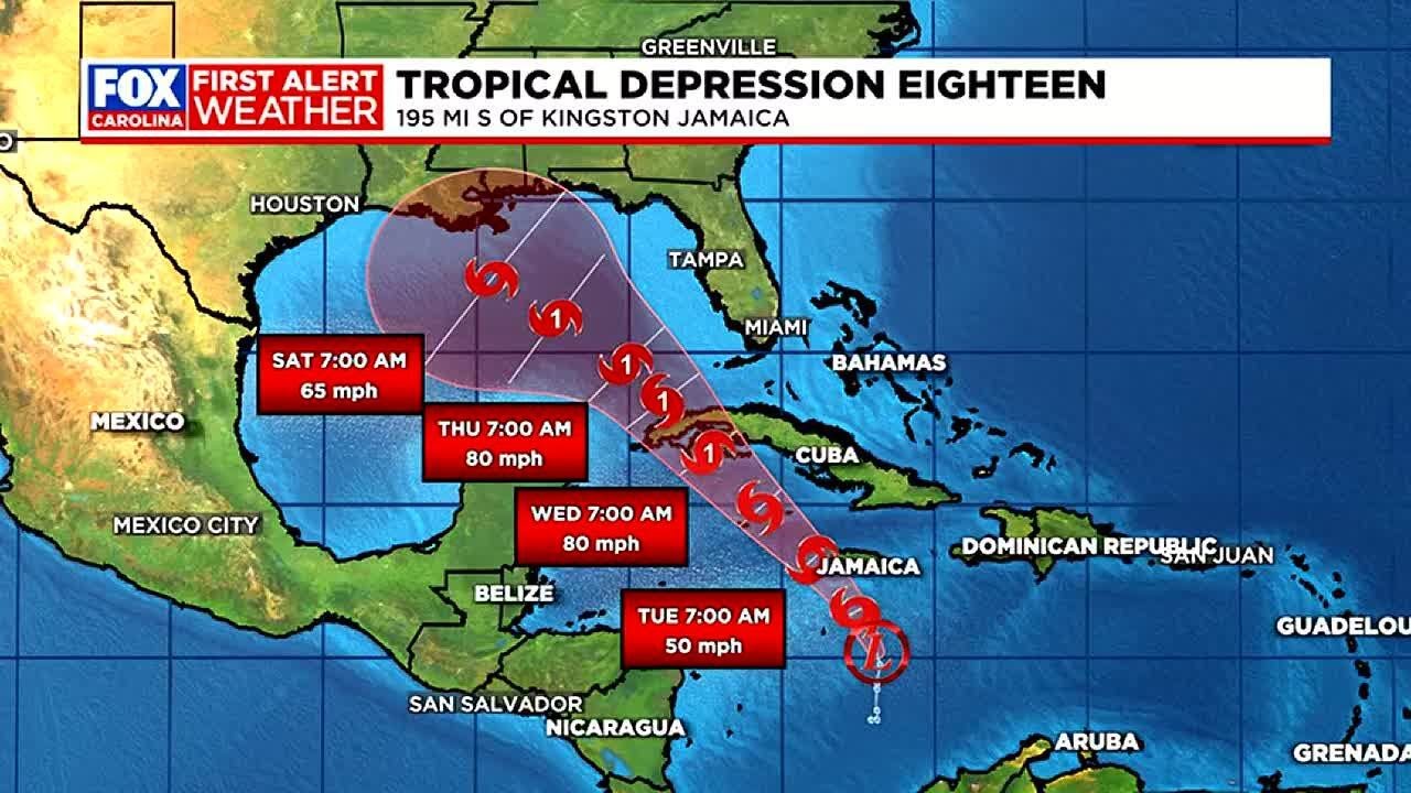 Tropical Depression 18 forms in the Caribbean - YouTube