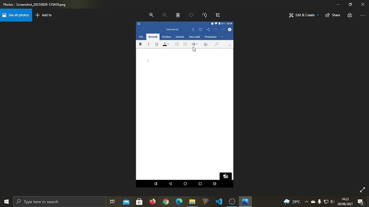 Tampilan (User Interface) MS. Word versi Android