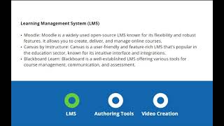 eLearning course Tools (LMS, Authoring Tools, Video Creation)
