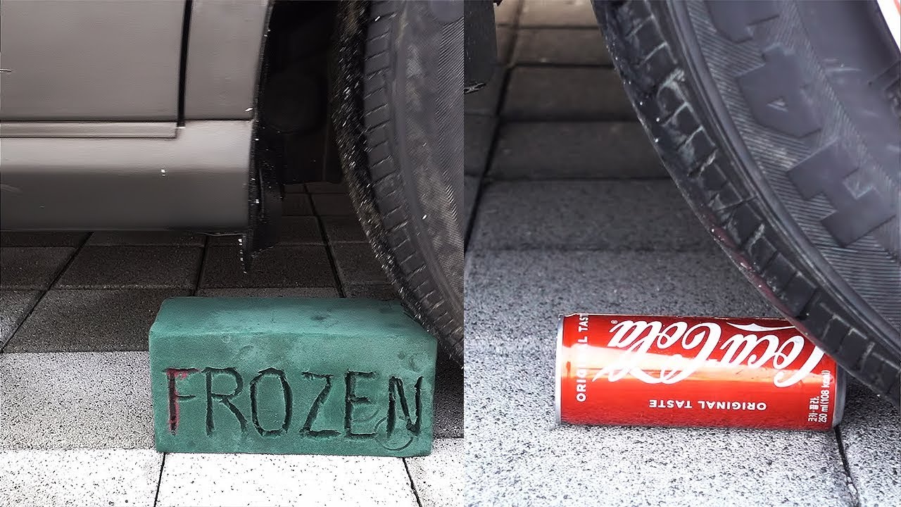 Car Tire Crushing ASMR Satisfying Sound (BBoooM) floral foam,crushing