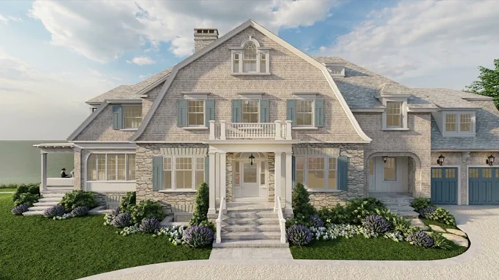 Coastal Gambrel Shingle Architectural Rendering