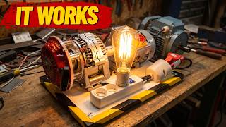 FREE ELECTRICITY 230V-10KW with an Alternator and an Electric Motor