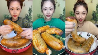 Mukbang Eating Show 먹방 | Spicy Chinese Foods (Blood Sausage) ASMR Soslu Çin yemekleri