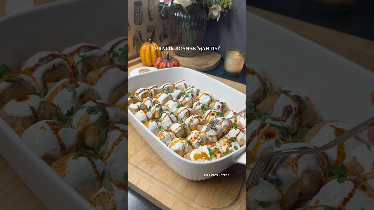 Pratik Boşnak Mantısı (Milföy Hamurundan)  #shorts #recipe #mantı #yemektarifleri #trending #tarif