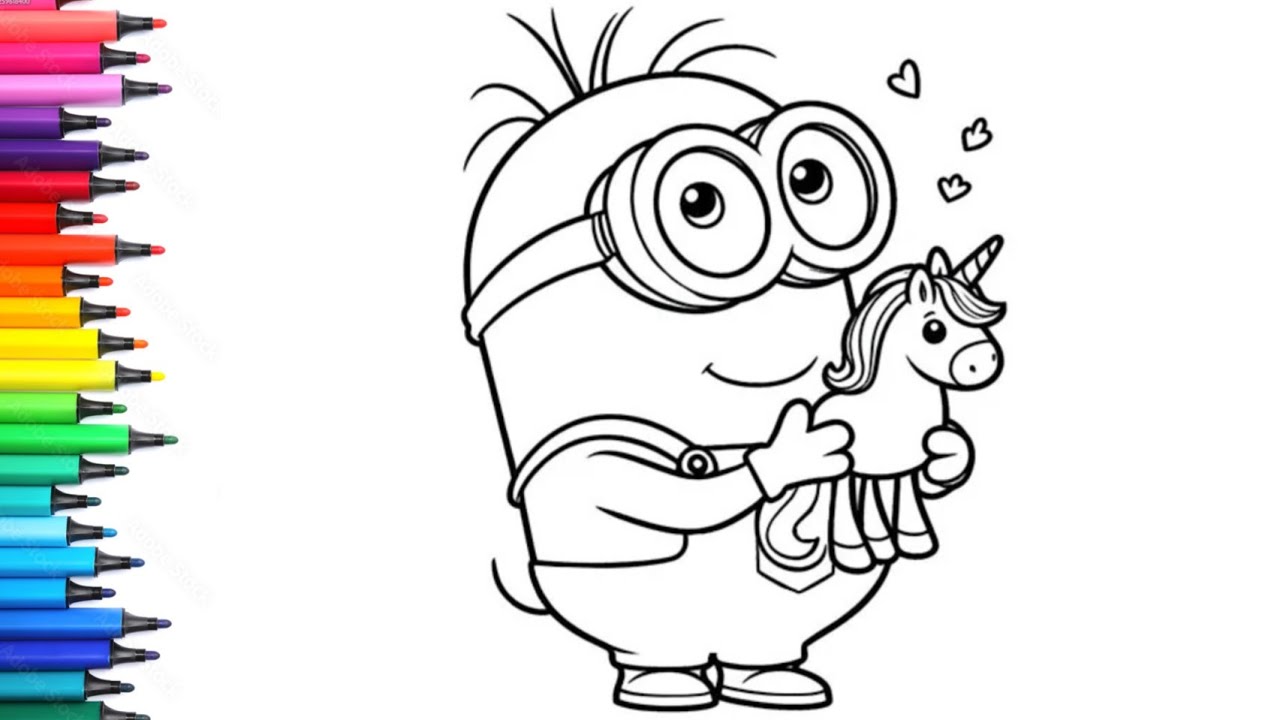 Despicable me Minions Holding Toy Drawing, Painting & Colouring for Kids and Toddlers_ Child Art 