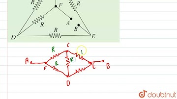 Five equal resistances each of resistance R are connected as shown in the figure. A battery of V...