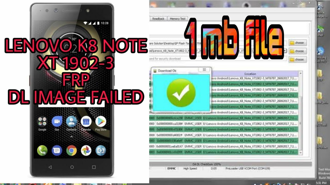 Lenovo k8 note or xt1902 3 frp and tool dl image failed fix