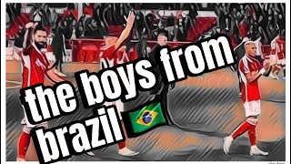 BRAZILIAN BOYS CELEBRATE: Nottingham Forest’s post-match celebrations after 2-0 win over West Ham