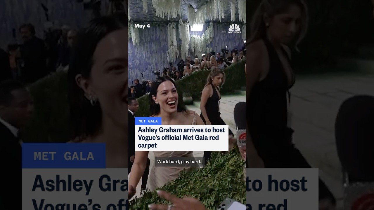 Ashley Graham arrives to host Vogue’s official Met Gala red carpet