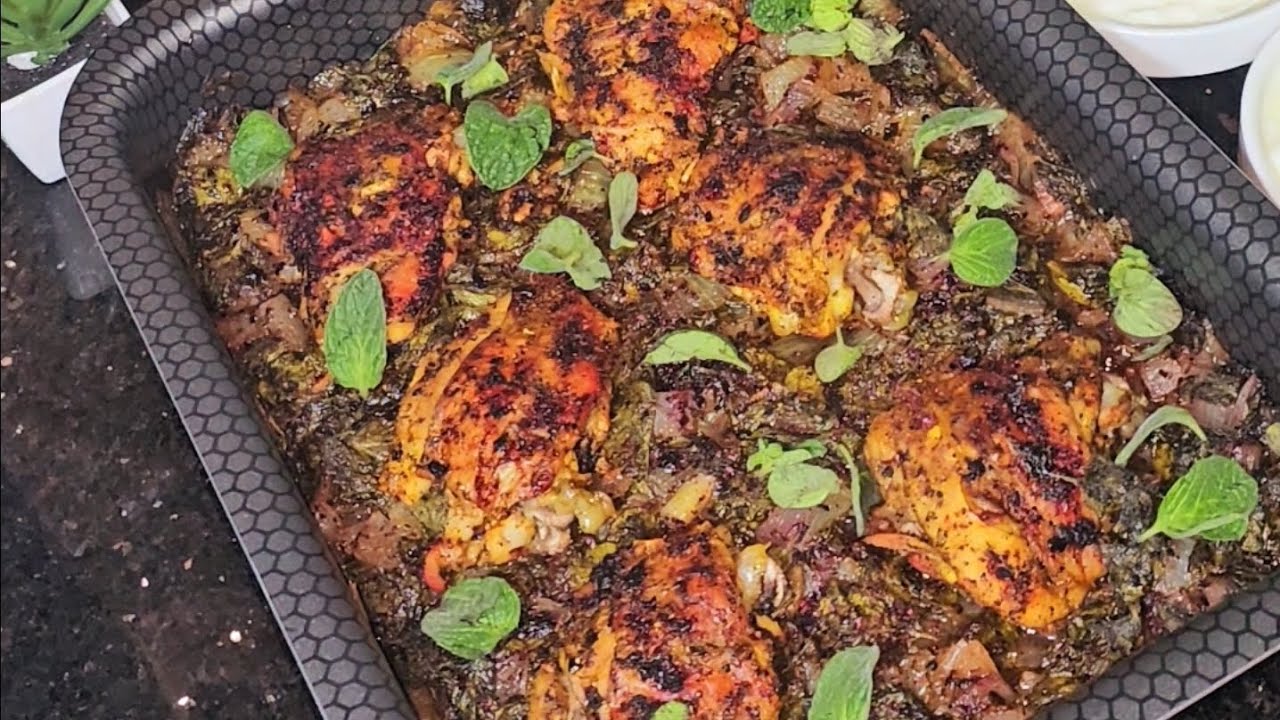 أفخم صينية دجاج بالزعتر الأخضر والسماق… نكهة بتجنن! 🤤🔥