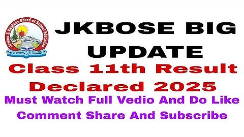 JKBOSE Class 11th Result Declared 2025