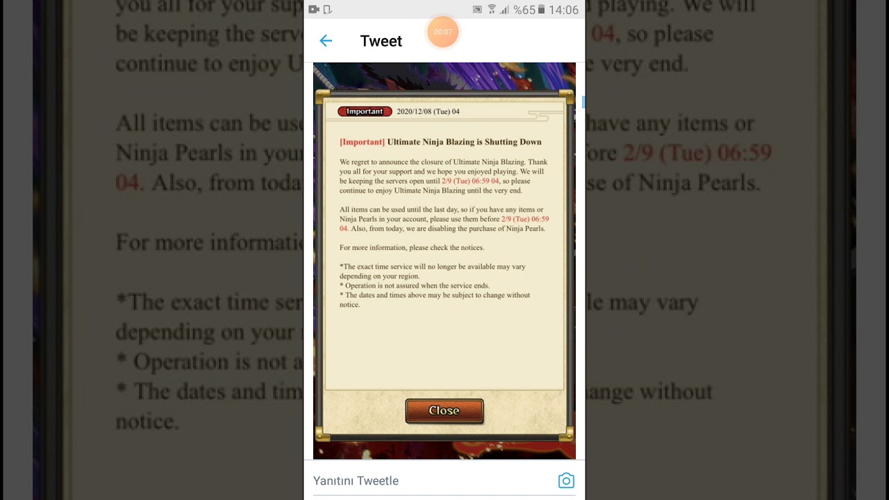 Shutdown Announcet: Naruto Blazing RIP😢
