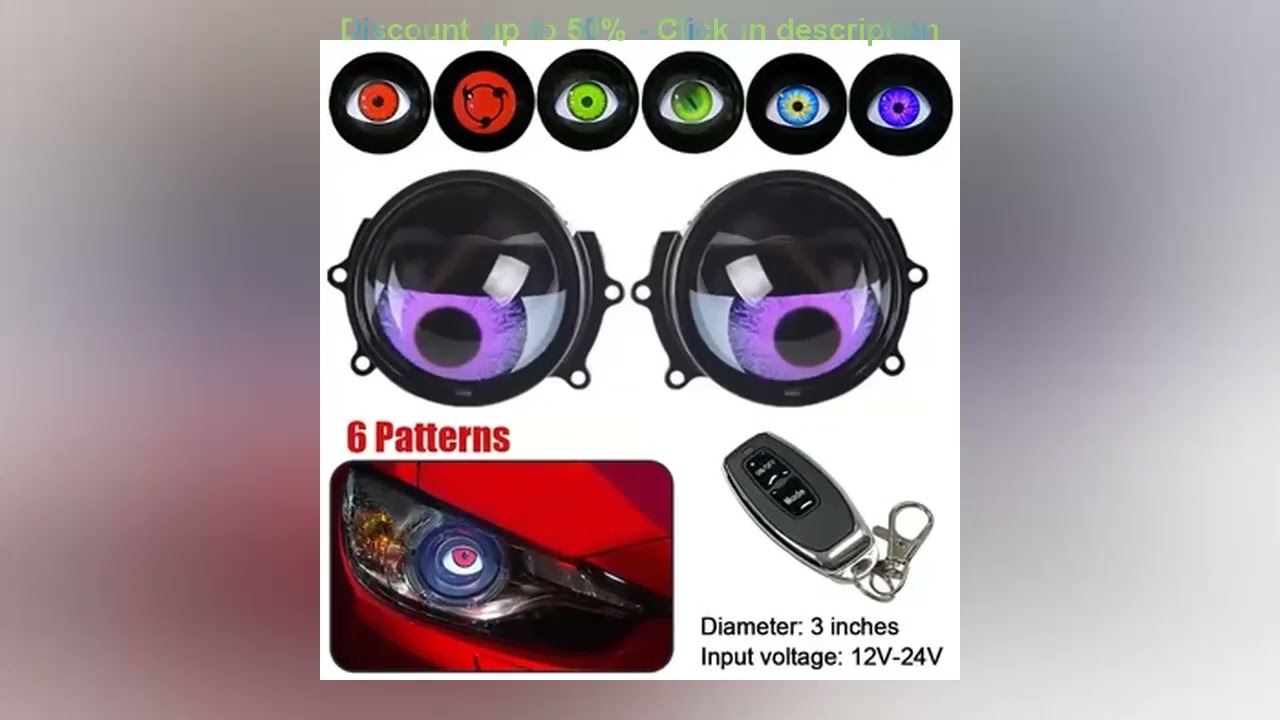 12V Dynamic Devil Eyes LED Car Lights 3 Inch Remote Control Eyes Retrofit Kits Headlight Assemb