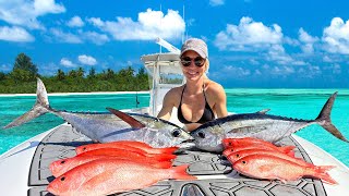 She Caught Her First Tuna in Dangerously Rough Seas! (Catch &amp; Cook)