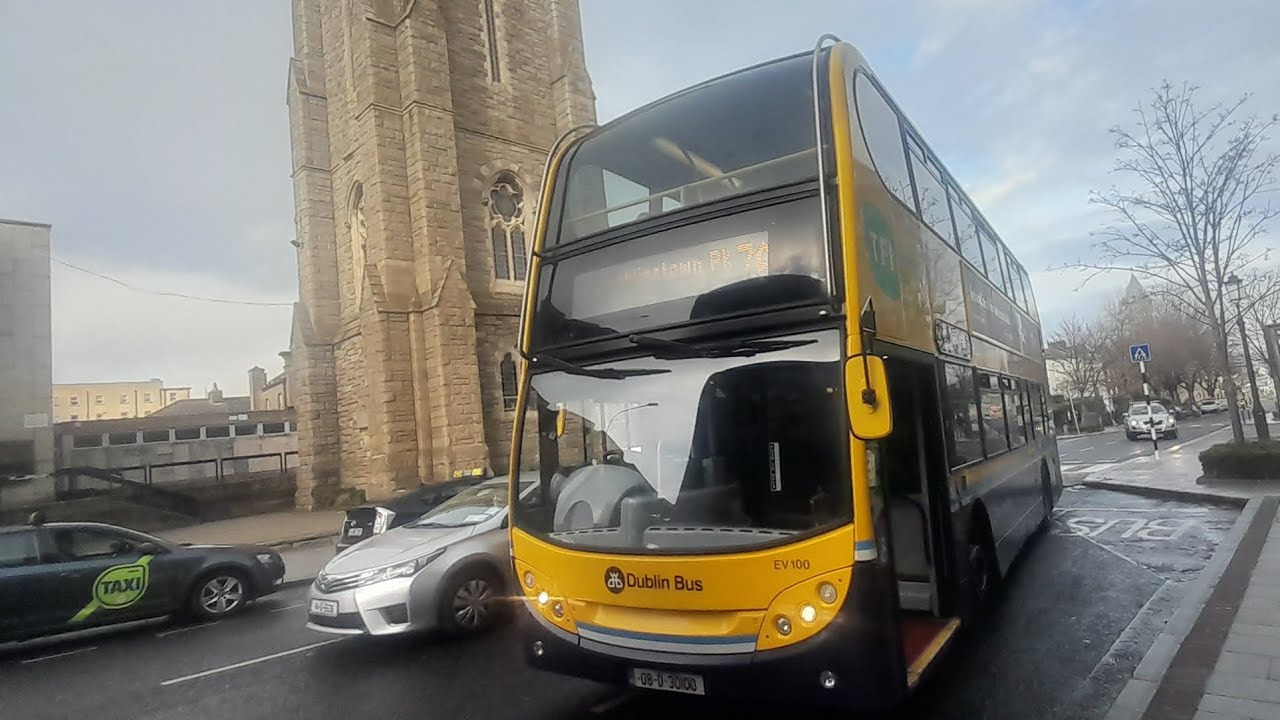 A bus trip on Dublin Bus route 7A going outbound towards Loughlinstown Park (EV100)