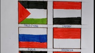 Kumpulan Video Menggambar Bendera Negara Di Dunia 🇵🇸🇾🇪🇷🇺🇮🇩🇯🇴🇮🇶🇲🇦🇪🇬 #shorts