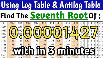 How To find Seventh Root of Any Number Using Logarithms | Logarithms Examples | Using Log table |