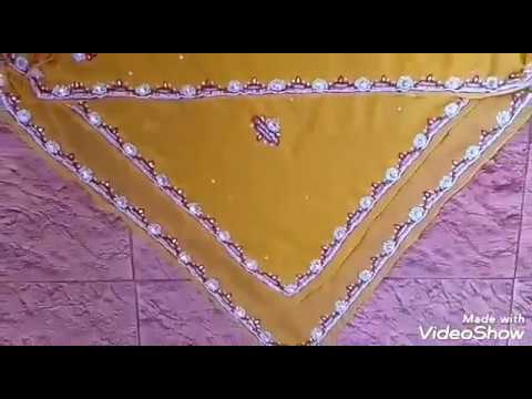 NEW STONE AND KUNDAN WORK APPLY ON SHARI || NEW LATEST SHARI BORDER DESIGN FOR DEEPAWALI