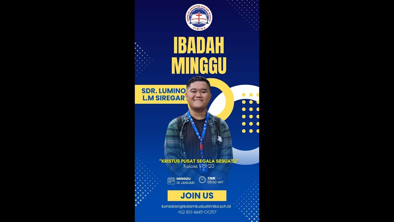 Live Streaming Kebaktian Ibadah Gereja Kristen Kalam Kudus Timika, 18 Januari 2026