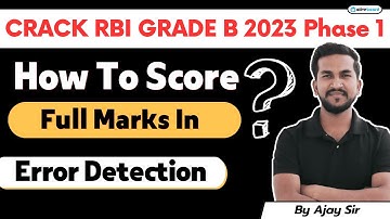 How to Score Full Marks in Error Detection for RBI GRADE B Phase 1 Exam ?  English Grammar for RBI