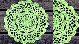 How To Crochet Very Easy Rustic Flower Doily