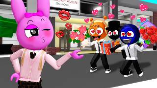 Orange, Black Hat, and Blue Boy Compete for Bunny's Heart! | SPRUNKI FRIENDS Orange, Black Hat, and Blue Boy Compete for Bunny's Heart! | SPRUNKI FRIENDS