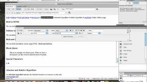 Creating Links within a Web Page in Dreamweaver