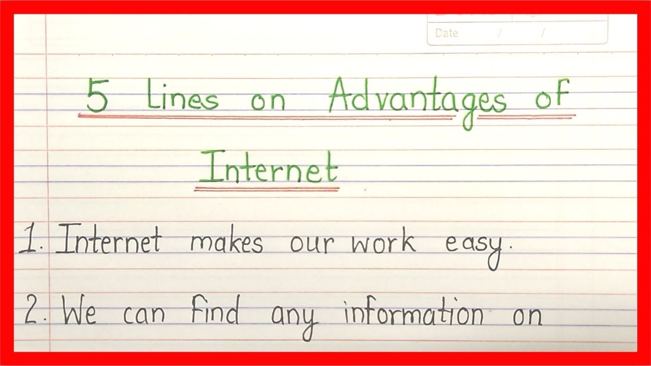 Computer Topic Five Line Internet 5 lines in english | Advantages of Internet 5 lines essay | 5 ...