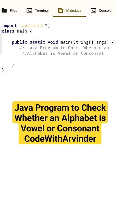 check whether an alphabet is vowel or consonant in java - YouTube