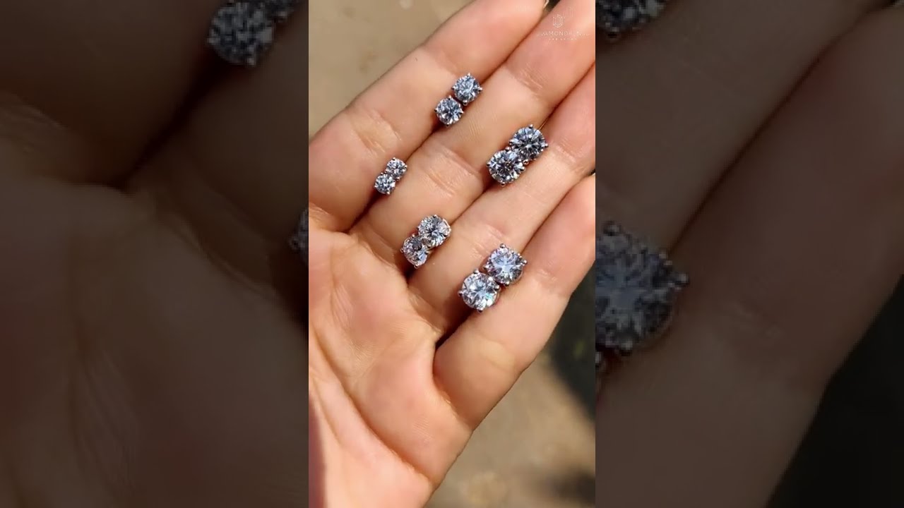 Round Lab Grown Diamond Stud Earrings, Lab Diamond Wedding Earrings, Screw Back/Push Back Earrings